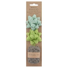 Gift ribbon set Organics hemp bows jute cord grey