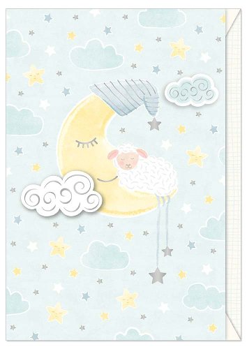 Card baby sheep moon blue