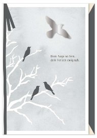 Trauerkarte Vögel Schleife 3D