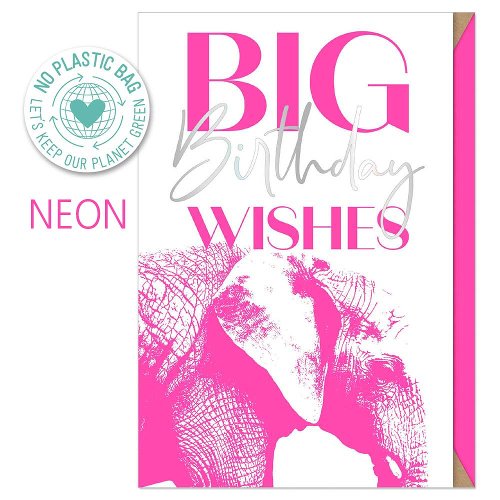 Birthday card neon elephant
