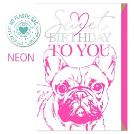 Geburtstagskarte Neon Bulldogge