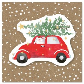 Minikarte Weihnachten Kraftpapier 3D Driving Home Auto
