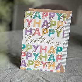 Geburtstagskarte Happy Birthday Typo Bunt