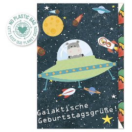 Pure Card lenticular birthday Kids space ufo Galaktische Geburtstagsgrüße
