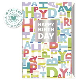 Karte Pure Card Geburtstag Happy Birthday Lettering Multicolour