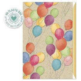 Karte Pure Card Graspapier Geburtstag Luftballons