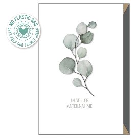 Karte Pure Card Trauer Eukalyptus Grün Weiß In stiller Anteilnahme