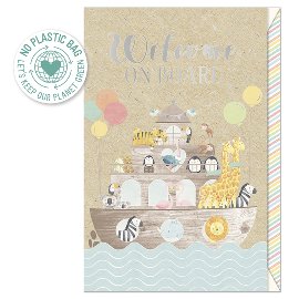 Pure Card grass paper baby birth noah's ark Welcome on Board