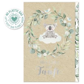 Karte Pure Card Graspapier Baby Eukalyptus Koala Alles Liebe zur Taufe