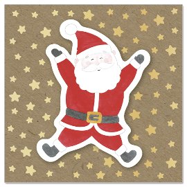 Minikarte Weihnachten Kraftpapier 3D Santa Sterne