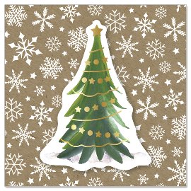 Minikarte Weihnachten Kraftpapier 3D Tannenbaum Schneeflocken