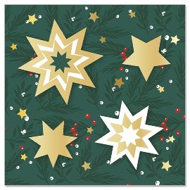 Mini Christmas card 3D stars green gold