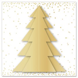 Minikarte Weihnachten 3D Tannenbaum Gold Weiß