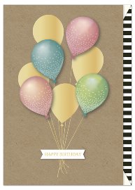 Karte Geburtstag Kraftpapier 3D Luftballons Happy Birthday
