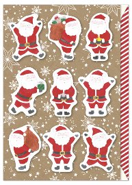 Christmas card 3D kraft paper Santas