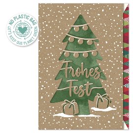 Christmas card kraft paper laser-cut fir tree snow Frohes Fest
