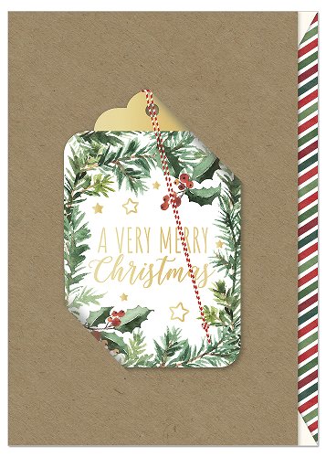Karte Weihnachten Kraftpapier Zweige Geschenk-Anhänger Merry Christmas