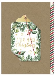 Christmas card kraft paper twigs gift tag pendant