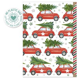 Christmas card lenticular Driving home cars fir trees