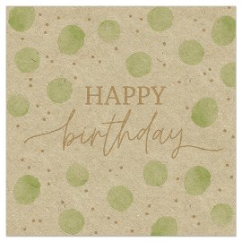 Napkin ORGANICS bubbles green Happy Birthday