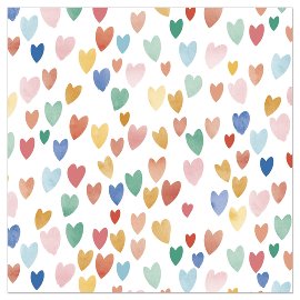 Napkin multicoloured hearts white