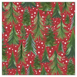 Napkin Christmas fir trees stars red