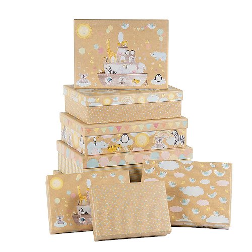 Geschenkboxen ORGANICS 8er Set Kraftpapier Baby Arche Noah