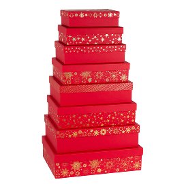 Geschenkboxen 8er Set Weihnachten Sterne Rot Gold