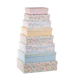 Gift boxes 8 pcs. set baby birth clouds rainbow butterfly