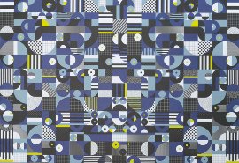 Geschenkpapier Muster Bauhaus Blau Schwarz