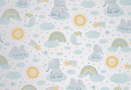 Wrapping paper ORGANICS baby elephant rainbow blue