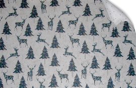 Wrapping paper ORGANICS Christmas deers fir trees blue white