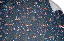 Wrapping paper ORGANICS Christmas forest animals trees blue