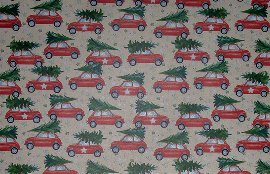 Grass wrapping paper ORGANICS Christmas Driving home cars fir trees