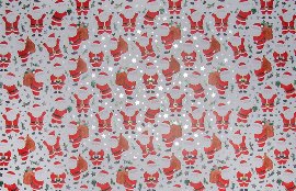 Wrapping paper Christmas Santas red white silver