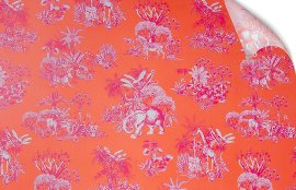 Wrapping Paper ORGANICS Toile de Jouy Jungle Elephant Orange Pink