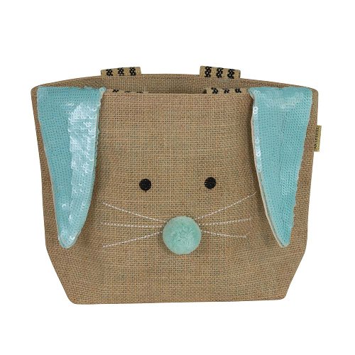 Gift bag jute Easter bunny blue