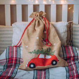 XL-gift bag christmas jute car