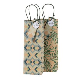 Bottle bag set ORGANICS kraft paper pattern bamboo