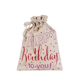 Gift bag cotton ORGANICS confetti Happy Birthday