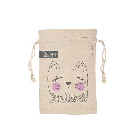Gift bag cotton ORGANICS kitten Happy Birthday