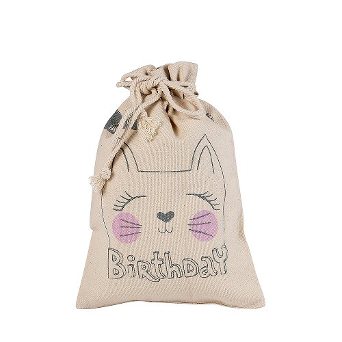Gift bag cotton ORGANICS kitten Happy Birthday