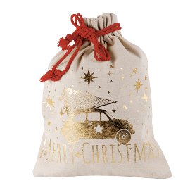 Gift sack cotton Christmas Driving home gold