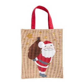 Gift bag jute Christmas Santa