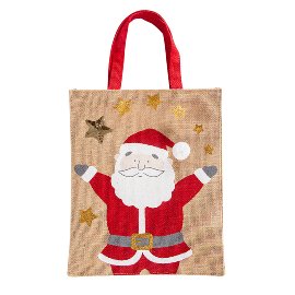 Gift bag jute Christmas Santa stars
