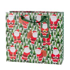Geschenktasche XL Weihnachten Santas Tannen Rot Grün