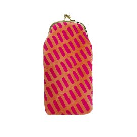 Glasses pouch velvet stripes pattern orange pink