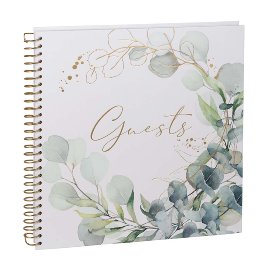 Guestbook spiral eucalyptus leaves white
