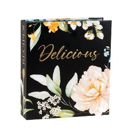Recipe folder Finest blossoms black Delicious DIN A5