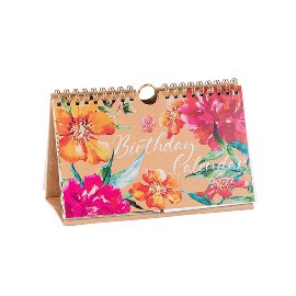 Geburtstags-Tischkalender Kraftpapier Blüten Orange Pink